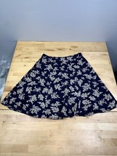 Vintage Paquette Midi Skirt Women M Blue Floral USA Elastic Waist 13669