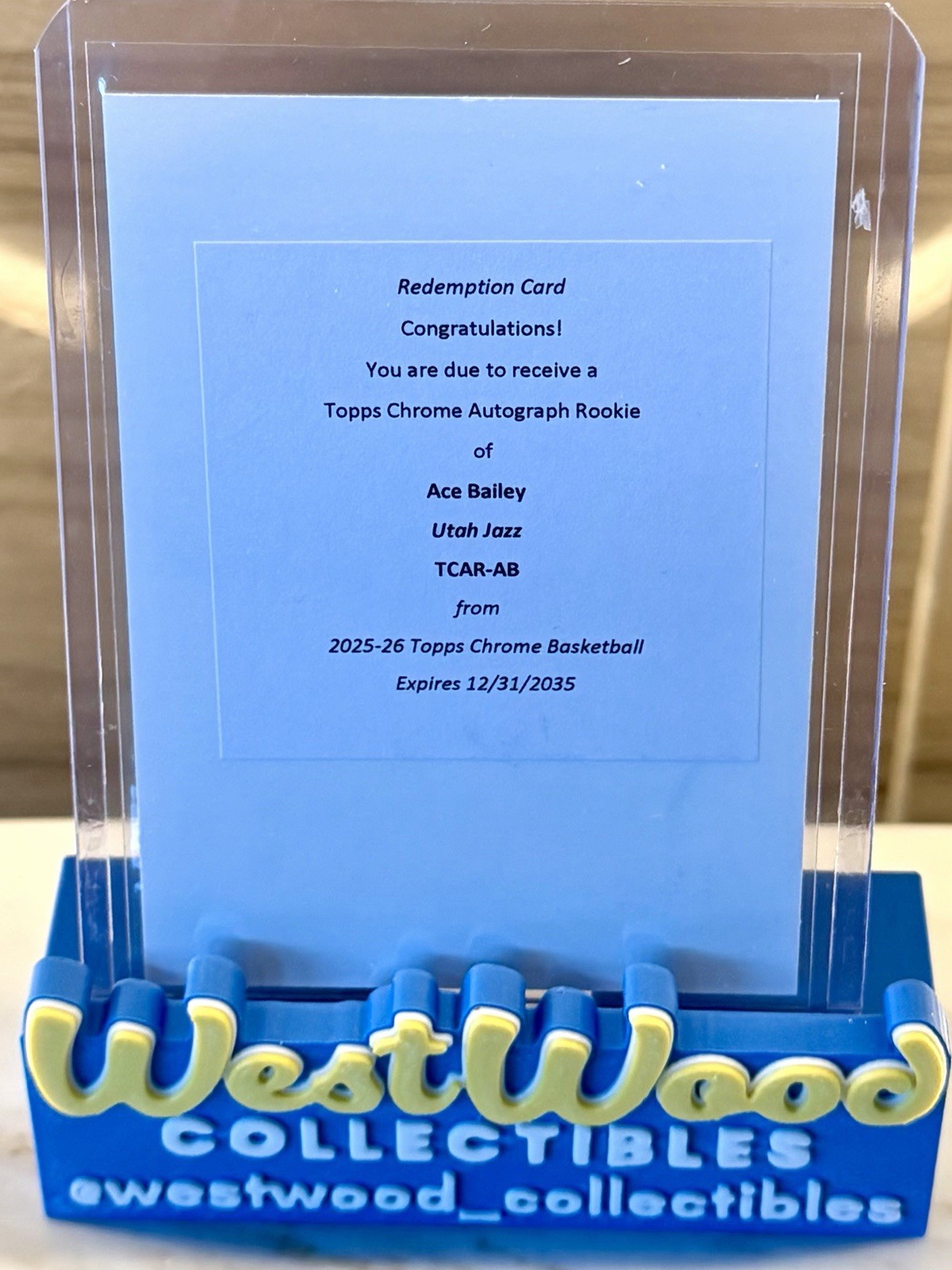 2025-26 Topps Chrome - Ace Bailey - Rookie Auto Redemption - Utah Jazz TCAR-AB