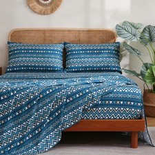 Boho Sheet 4 Pieces Queen Sheet Set Bohemian,Queen Size Breathable Soft Micro...