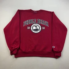 Pebble Beach Sweatshirt Mens Medium Red Champion Golf Links Course PGA Tour 1919
