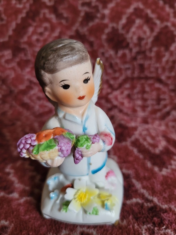 Vintage Napco Lefton Japan November Thanksgiving Birthday Boy Angel Figurine