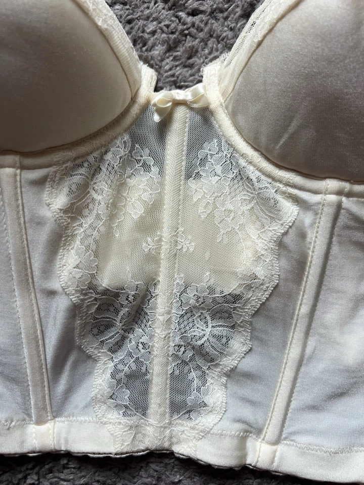 Vintage Lady Marlene Bustier Corset 36 Ivory Floral Lace Boned Lingerie 70s 80s - Image 4 of 4