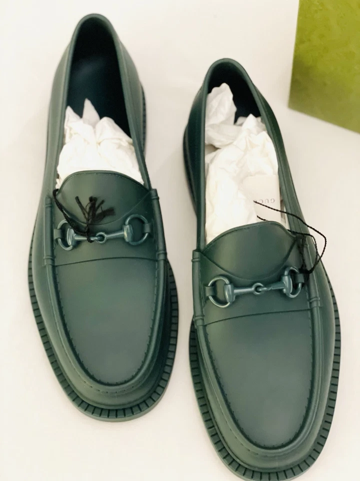 Mocassim de Borracha Esmaltado Masculino Gucci Horsebit Vintage Verde Gucci Tamanho 12 - Imagem 3 de 4