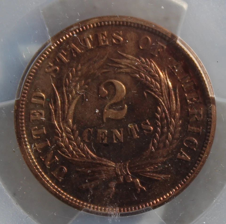 1870 Two Cent 2c, PCGS PR64 , Low Mintage Of Only 1000 - Image 4 of 4