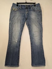 Vigoss Jeans Womens 11/12-33 Blue Denim The New York Slim Boot Cut Flip Pockets