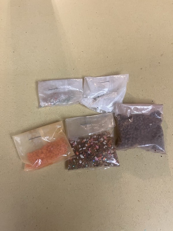 5 Small Bags Of MINIATURE DOLLHOUSE  GRAVEL-some Used