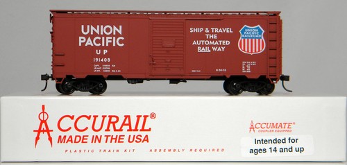 HO Accurail 40' AAR Steel Boxcar Union Pacific #191408 construido | Zustand: Used