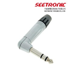  20 Pack SEETRONIC Angled 1/4 Jack Silver 6mm TRS Balanced Stereo Connector