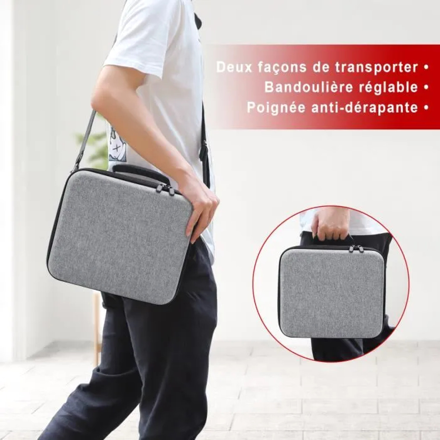 Housse de transport Nintendo Switch OLED grise, étui rigide de protection pour Switch Lite - 4