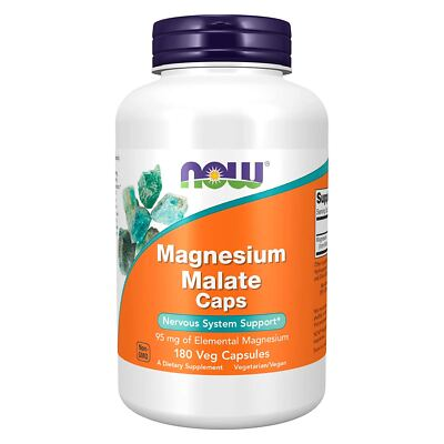 #ad NOW FOODS Magnesium Malate Caps 180 Veg Capsules $19.50