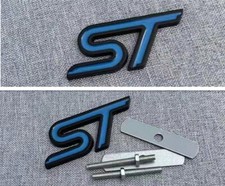 Car Racing Blue Metal 3D Front Grille and Rear Badge Decals ST Logo For Ford