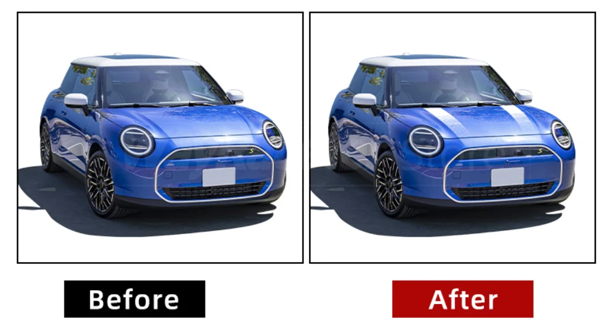 Mini JCW Gloss White Bonnet Stripes, 2024 J01 F65 F66 F67