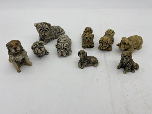 Lot Of Dog Figurines 9 Dog Figurine Lot Mixed Material Resin Instant Collection - Picture 17 of 17