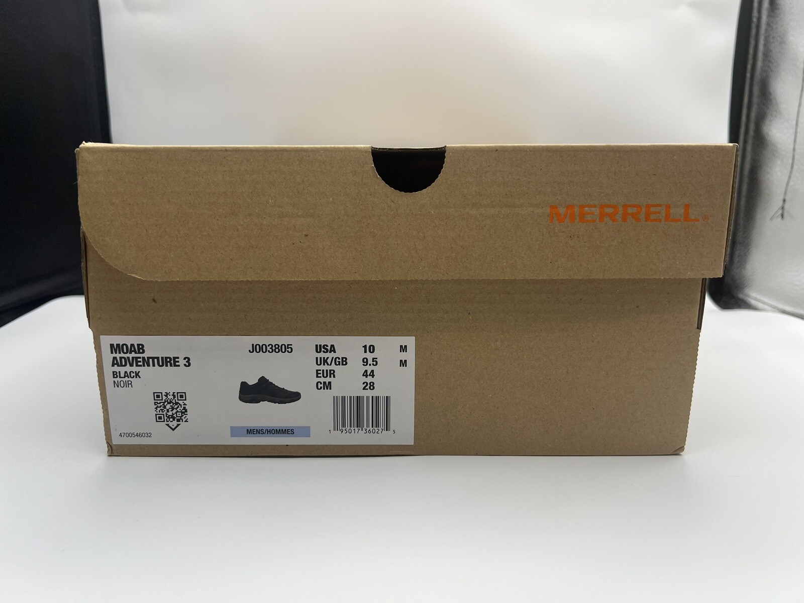 Scarpe Merrell Uomo Taglia 10 MOAB ADVENTURE 3 Nero Noir Escursionismo Vibram J003805