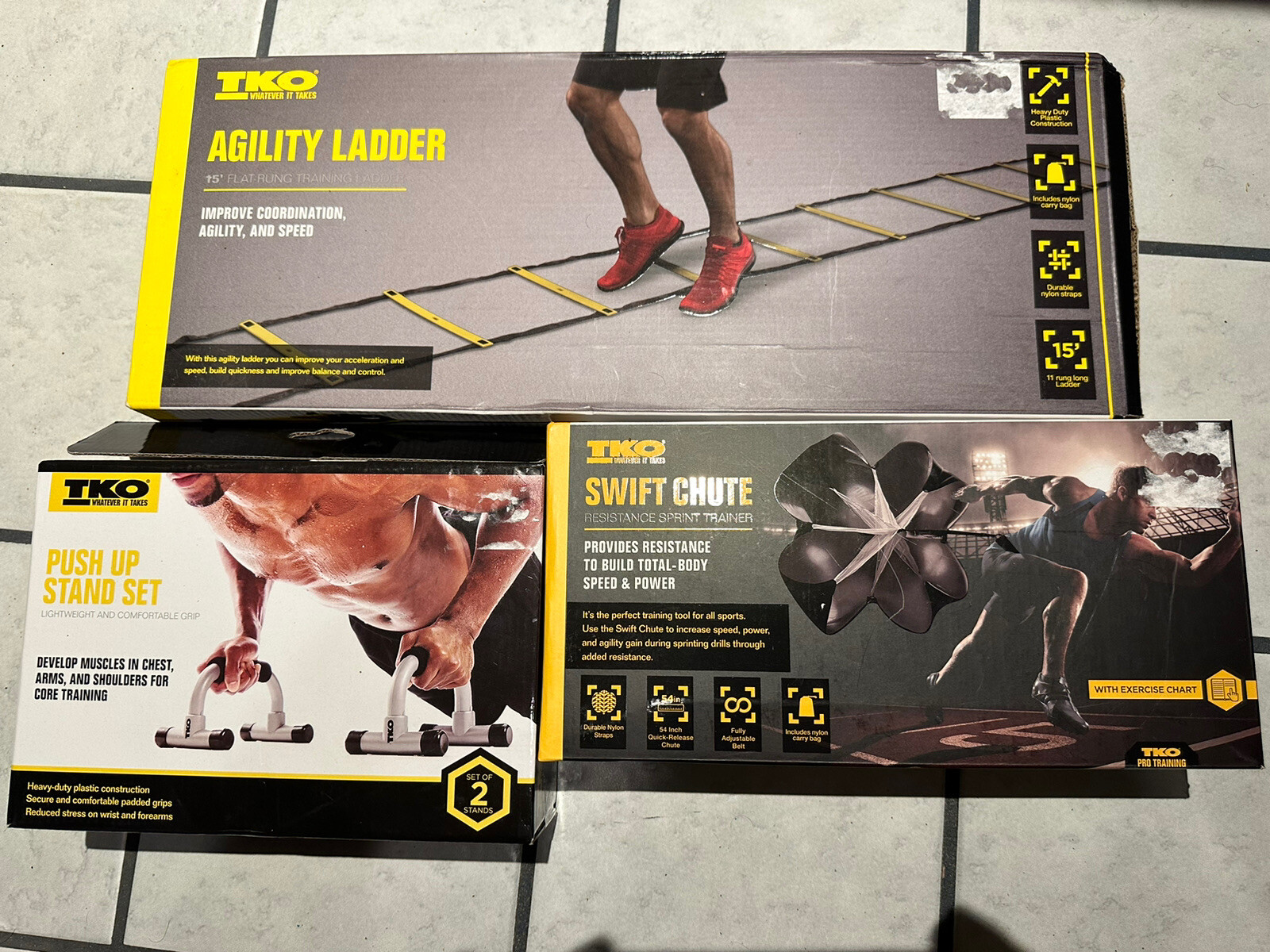 Home Gym Fitness Lot • Agility Ladder • Push Up Stands • Running Chute • NiB TKO