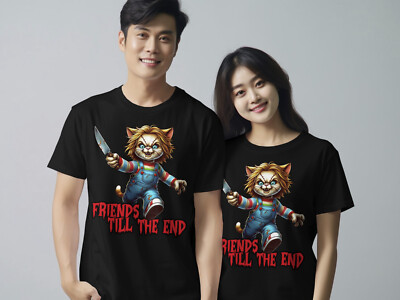 Lustiges Katzen T-Shirt für Männer und Frauen Freunde bis zum Ende Grafik Tee Unikat