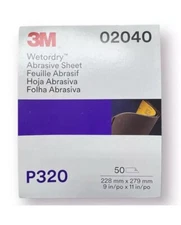3M 02040 2040 Wetordry Abrasive Sanding Sheets Paint Repair P320 (50 sheets) NEW