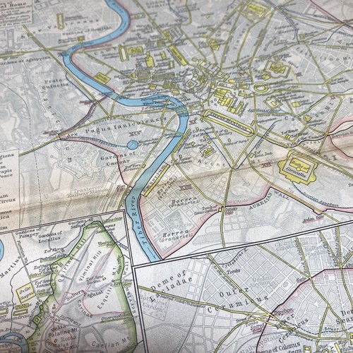Historical Plan of Ancient Rome and Athens 1920's Vintage Map Folded Wall Art