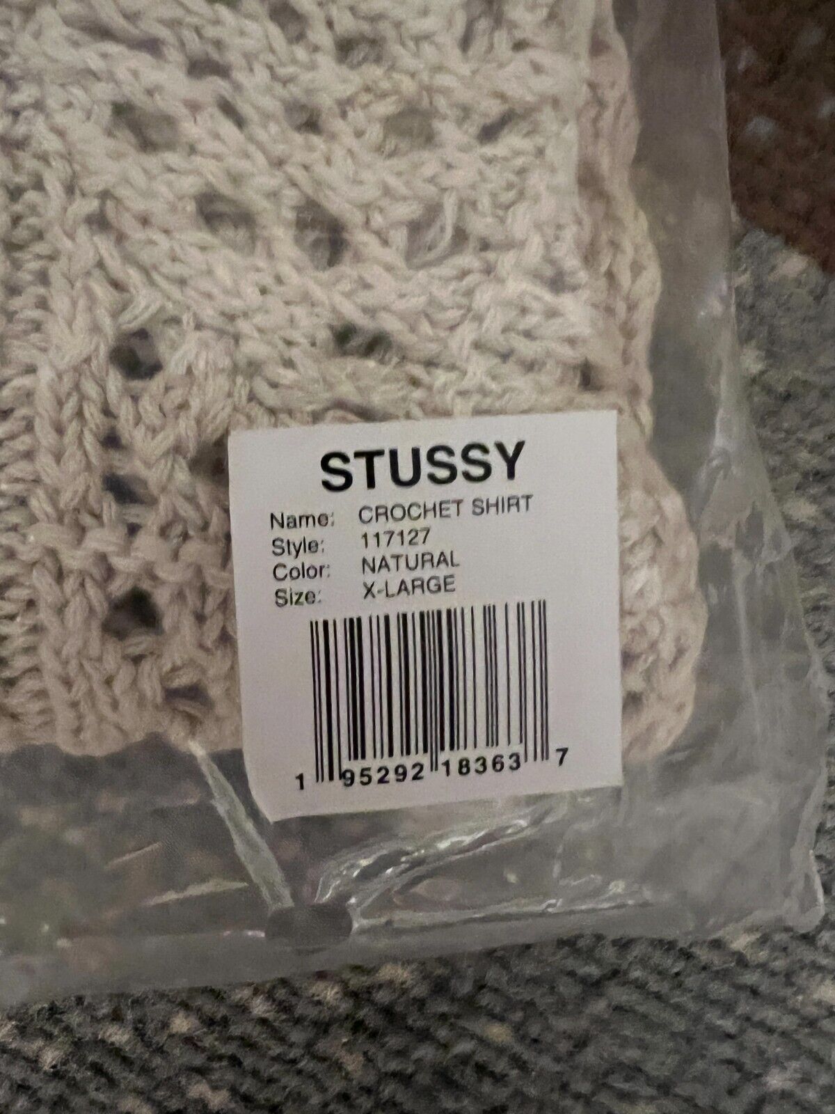 NEW Stussy Crochet Knit Shirt Natural Cotton short sleeve XL