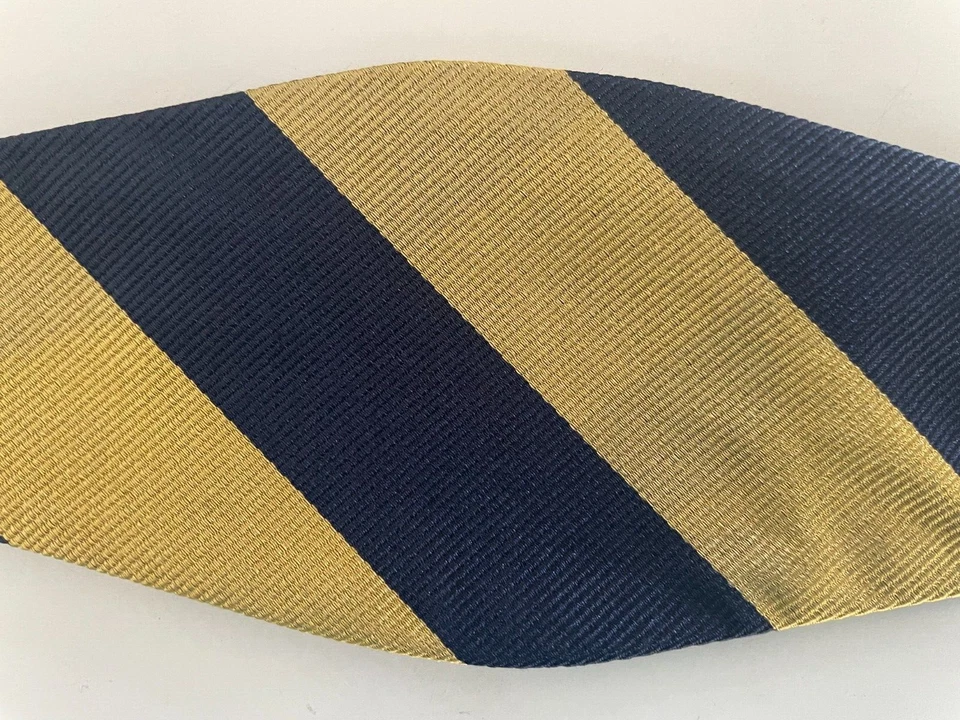 Pajarita Hombre Seda Dorado Azul Rayas AUTOCORBATA Pajarita Foto 2 de 4