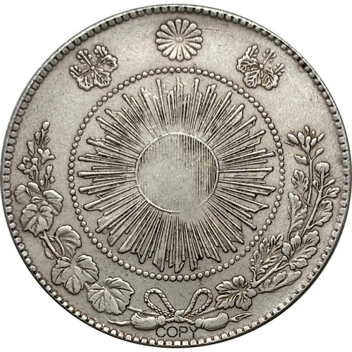 Grande Giappone 1870 1 Un Drago Yen Meiji 3 Anni Placcato Argento Copia Commemorativa - Foto 5 di 27