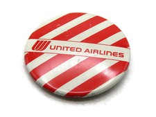 Vintage United Airlines Pinback Button Saul Bass Tulip Logo Red White Stripe