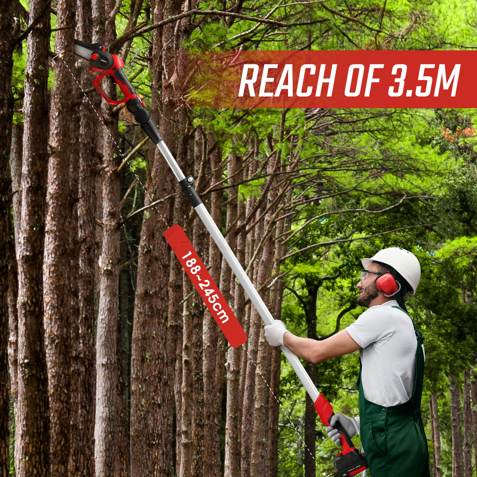 2 In 1 Cordless Electric Chainsaw Telescopic Pole Chain Saw Wood Cutter