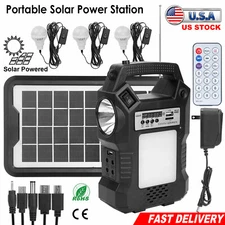 Solar Panel Power Generator Kit Portable Power Station Battery Pack with 3 Bulbs