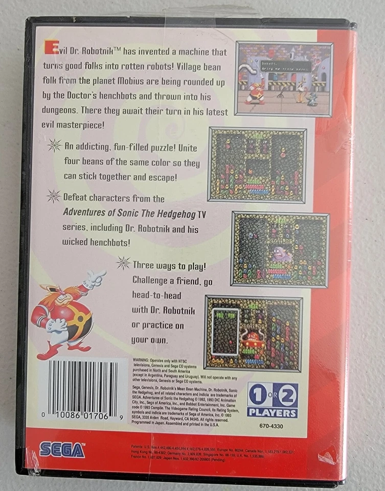Dr. Robotnik's Mean Bean Machine (Sega Genesis, 1993) Brand new sealed - Image 2 of 4