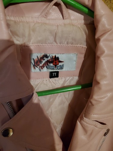 Bike Star Motorcycle Apparel 7t Pink Leather-Like Girl's Child USA Biker Jacket - Picture 5 of 7