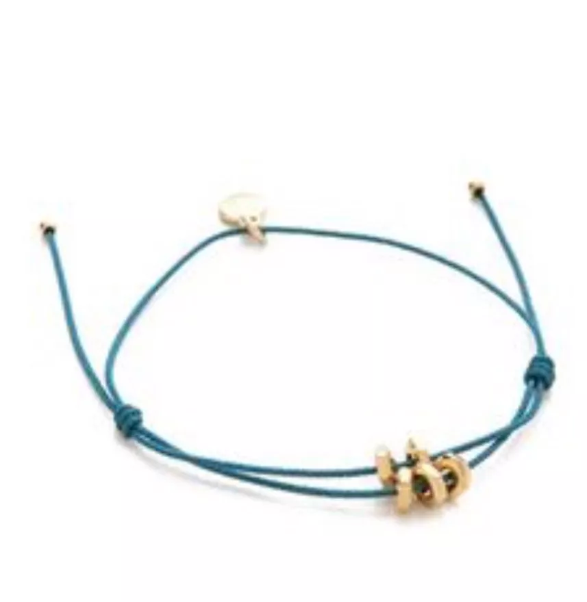 Marc By Marc Jacobs Tiny Friendship Bracelet Charms Cord Teal Brass Gold  Tone