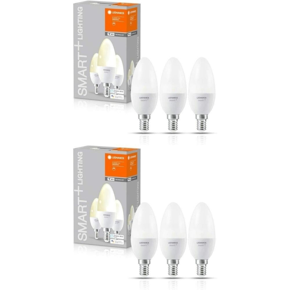 LEDVANCE LED SMART + Leuchte E14 Kerze WiFi Лампа с подсветкой 4,9 Вт Alexa Google [6er]