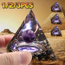 Amethyst Crystal Pyramid Sphere Orgonite Obsidian Chakra Energy Orgone Stone
