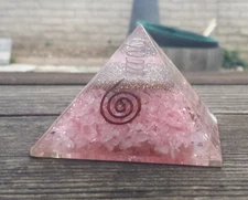 EXTRA LARGE (70-75mm) ROSE QUARTZ ORGONE GEMSTONE X-LARGE PYRAMID ORGONITE