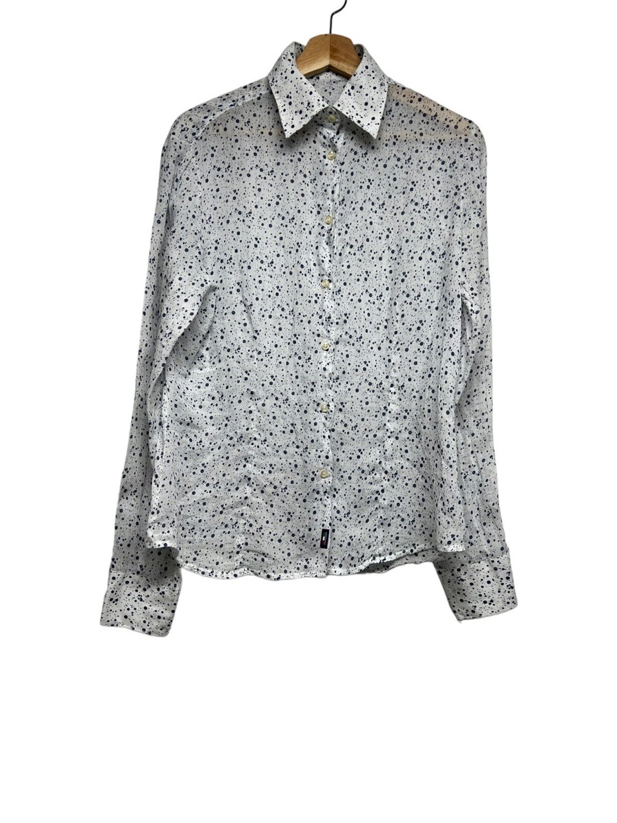 VIOLA LA MIA CAMICIAIA Linen Blend Spotted Button Down Shirt