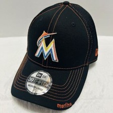 New Era Miami Marlins Neo 39THIRTY Stretch Flex Hat Cap Black M/L MLB Baseball