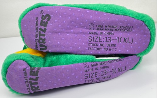 Vintage 1989 TMNT Donatello Youth Slippers Size 13-1 (XL) Kids Purple Mirage - Picture 13 of 16