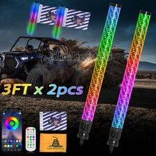 2x 3FT Thick LED Whip Spiral Chasing RGB Fat Whip Lights For Can Am Polaris RZR