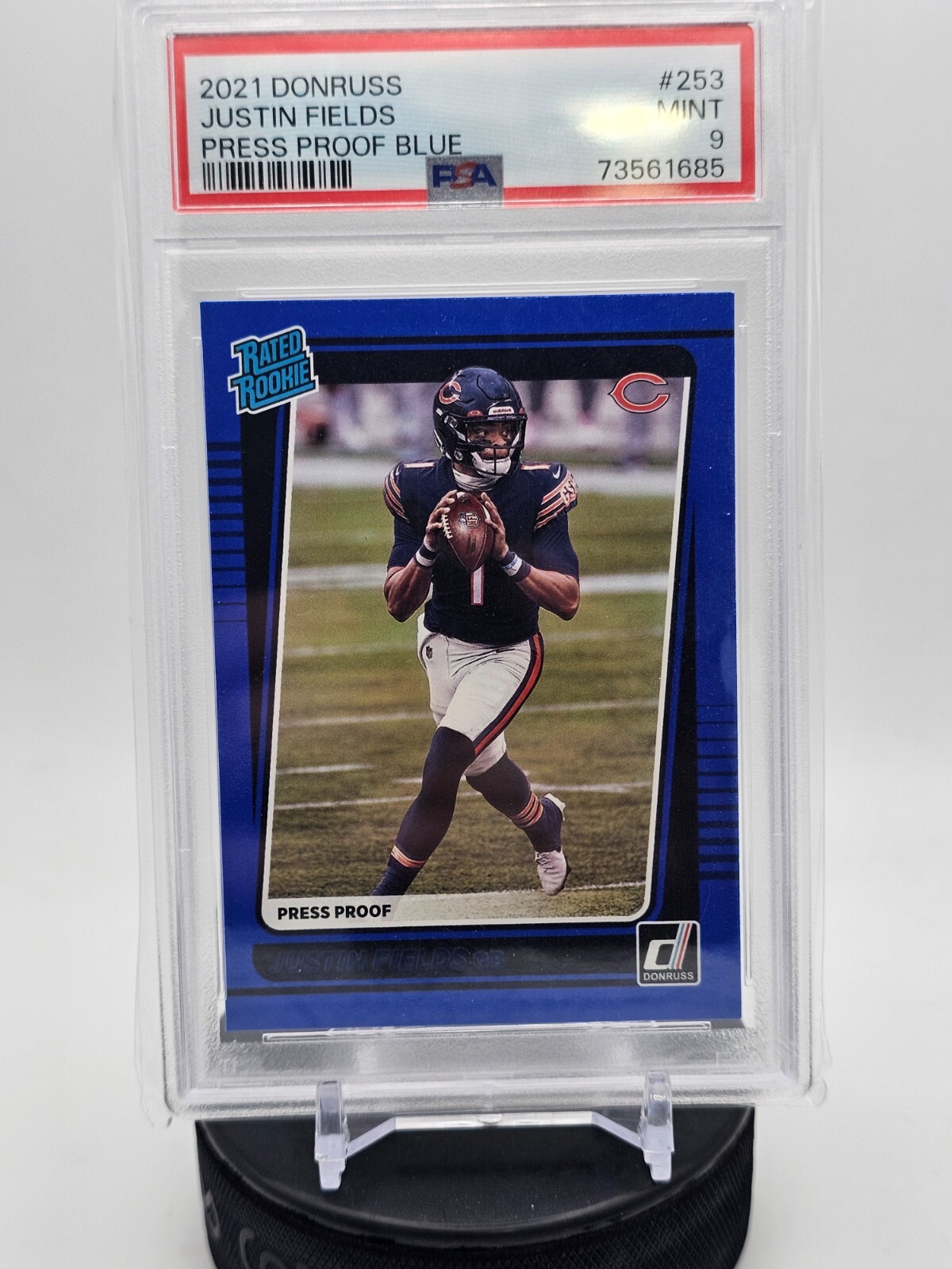 2021 Panini Donruss Justin Fields #253 Press Proof Blue PSA 9
