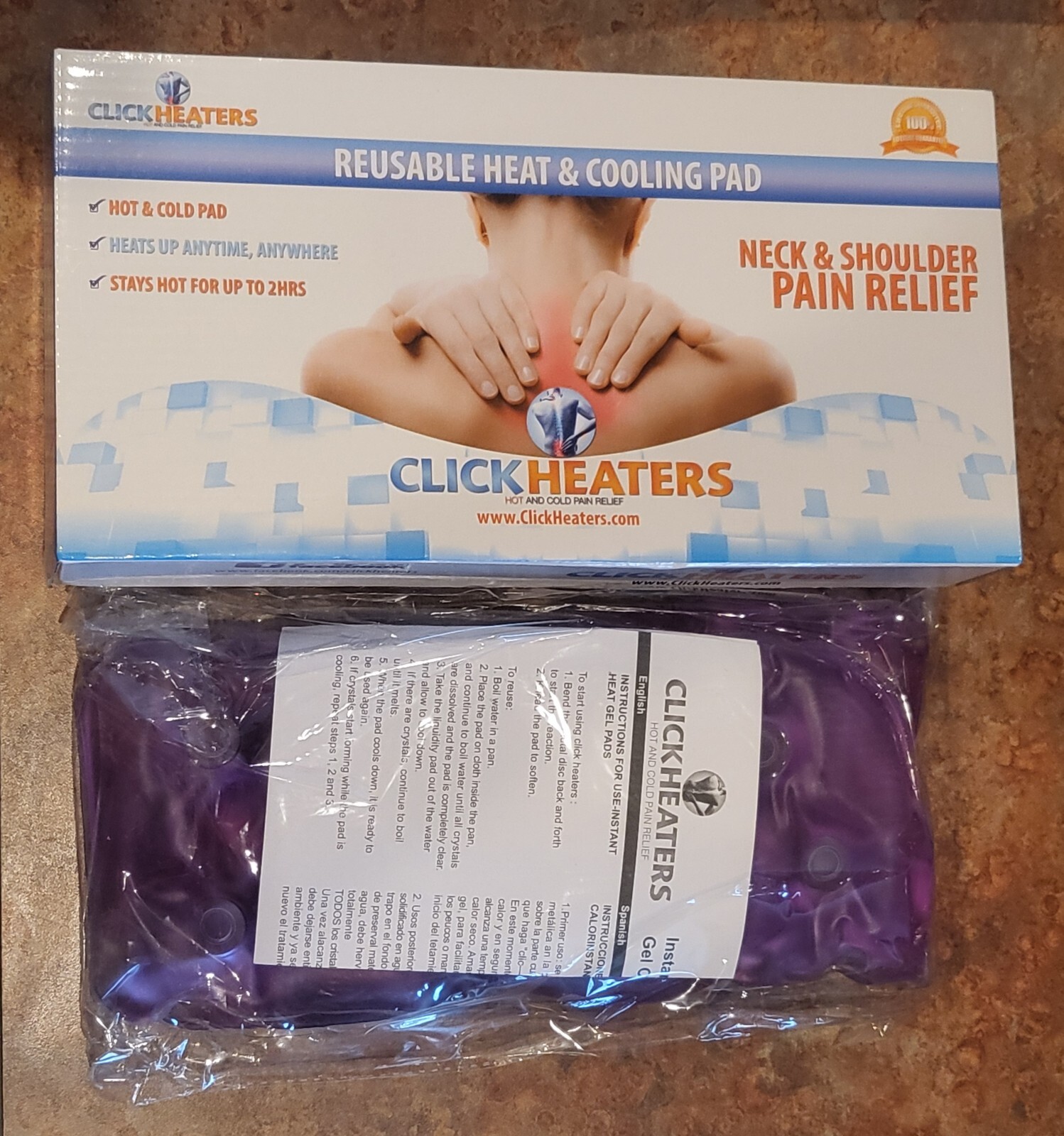 Click Heaters Neck & Shoulder Pain Relief Reusable Heat & Cooling Pad NEW eBay