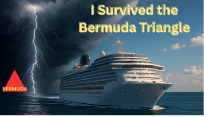 I Survived the Bermuda Triangle Cruise Ship Fridge Magnet Handmade 4.5 x2.5 
