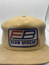 Vintage Farm Bureau Suede Leather SnapBack Patch K-Brand USA Made Hat Cap
