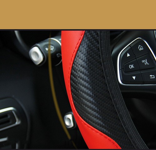Universal 15" Car Steering Wheel Cover Breathable Anti-slip Carbon Fiber Leather - Picture 5 of 17