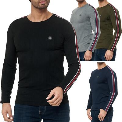 Redbridge Herren Slim-Fit Pullover Sweatshirt Longsleeve langarm Shirt gerippt