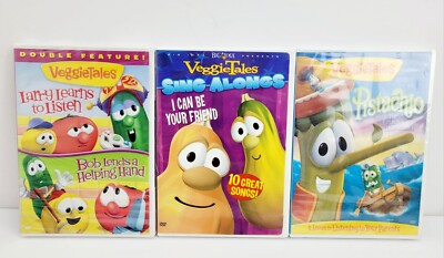 Veggie Tales DVDs Lot Of 3 Sing Along 2 New 1 Used Larry Learns, Pistachio Etc