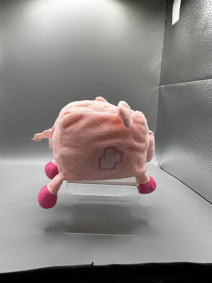 Nanco Minecraft PIXEL Pink PIG PLUSH pink 6” Stuffed Animal VGUC Sparkle Eyes - Image 4 of 4