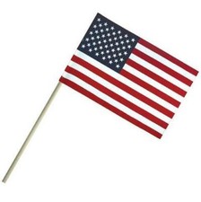 1 Dozen AMERICAN 4 X 6 INCH CLOTH FLAG ON A STICK