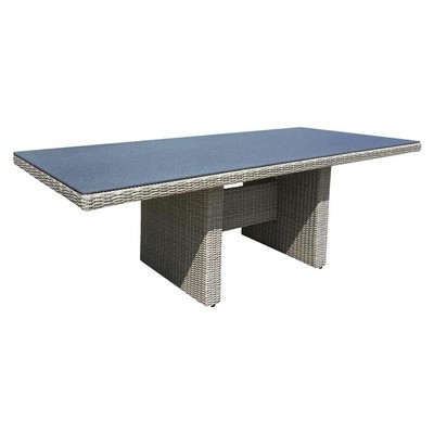 Gartentisch Tisch Gartenmöbel Geflecht Spraystone Tischplatte grau