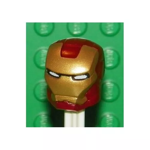 LEGO Minifig Headgear Helmet Gold Face Shield Light Blue Eyes Iron Man
