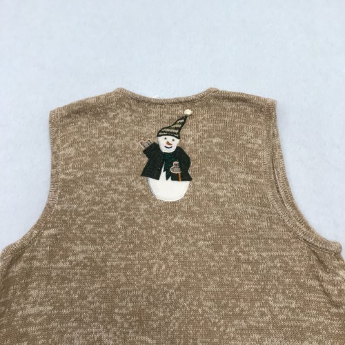 Christmas Sweater Vest Womens Large Beige Heriloom Collection Grandma Snowman - 第 11/18 張圖片